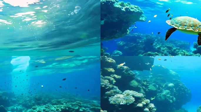 8K宽屏水下世界海底世界鱼群海洋生物