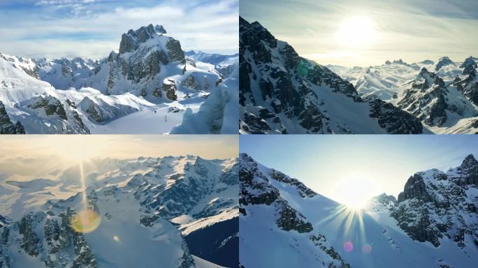 航拍雪山 山峰 山脉 FPV
