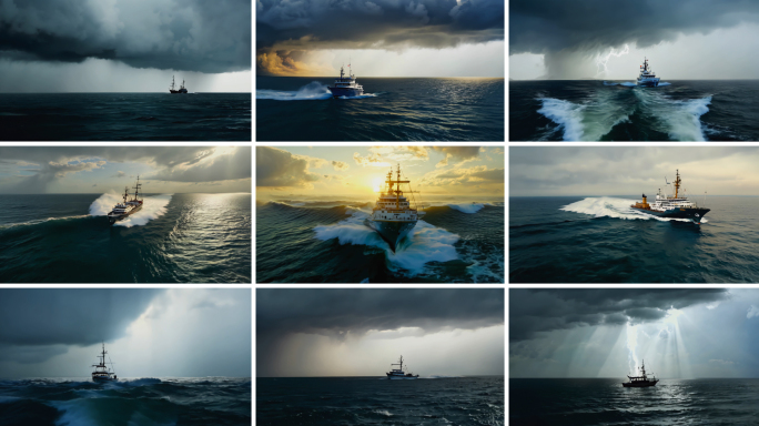海上风暴航船暴风雨