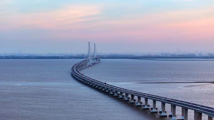 【4K】航拍上海长兴岛崇明跨海大桥