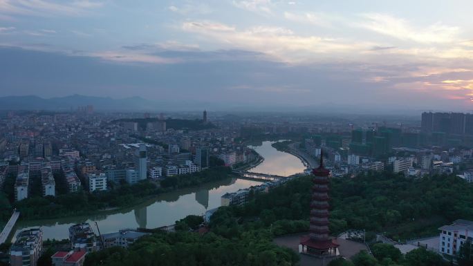 江西省赣州市南康区城市风光夕阳落日