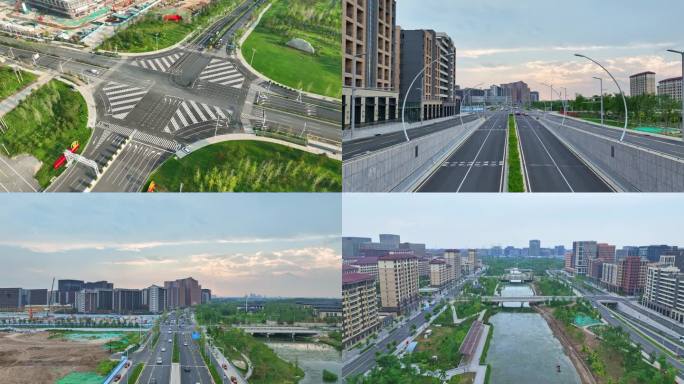 航拍雄安新区地标街道