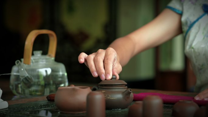 沏茶实拍素材