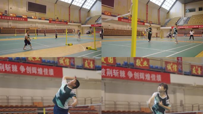 小孩打羽毛球