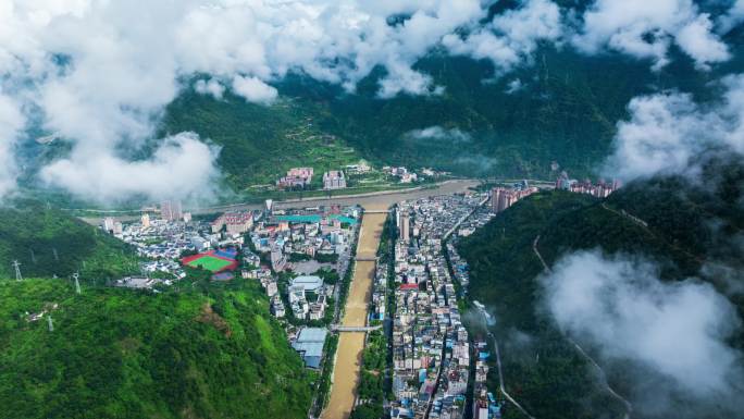 雅安市石棉县县城云雾缭绕4K延时