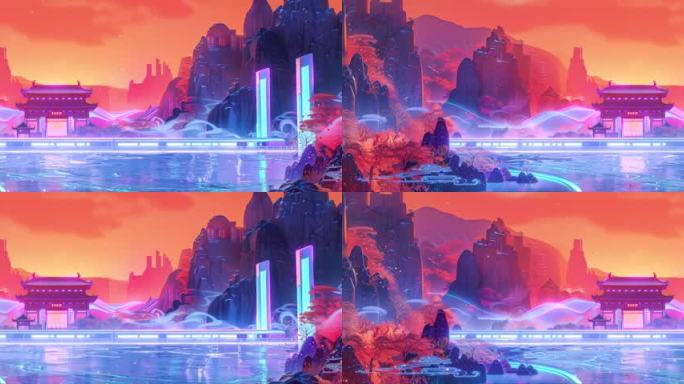 6k赛博国风梦幻背景loop