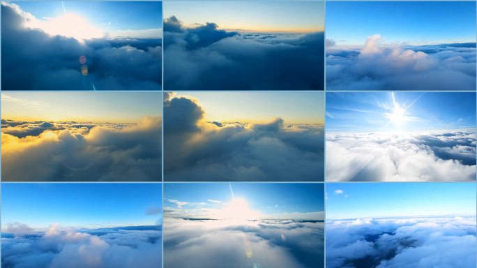 4K云海穿梭云层日落风景航拍主观视角合集