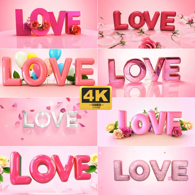4k粉红浪漫LOVE情人节背景