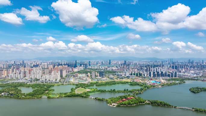 南昌象湖湿地公园航拍延时
