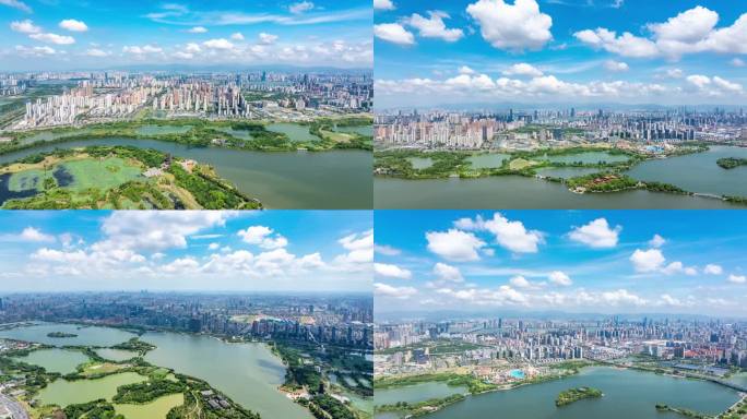 南昌象湖湿地公园航拍延时