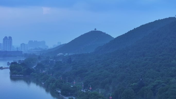 航拍徐州城市空境 蓝天白云