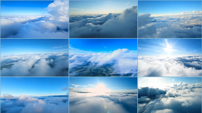 4K云海穿梭云层日落风景航拍主观镜头合集