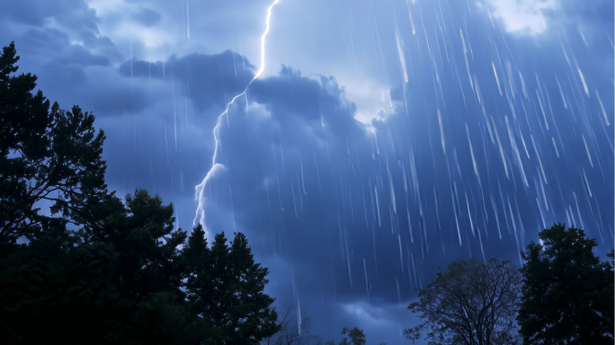 电闪雷鸣闪电合集雷暴阴天末日风暴大雨