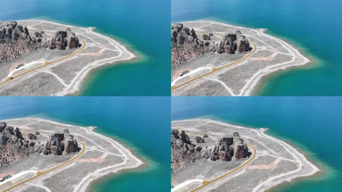 航拍西藏第二大湖泊纳木错自然风光