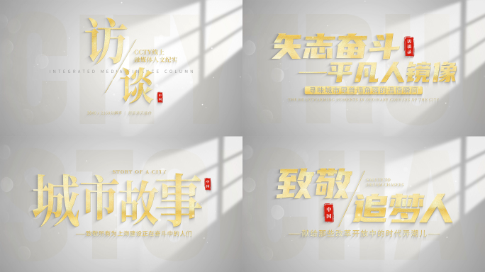 唯美干净意境光影片头篇章大标题（白底金字