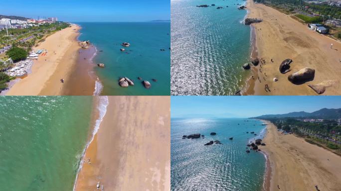 东海大海海边海水海浪沙滩海滩航拍风景唯美