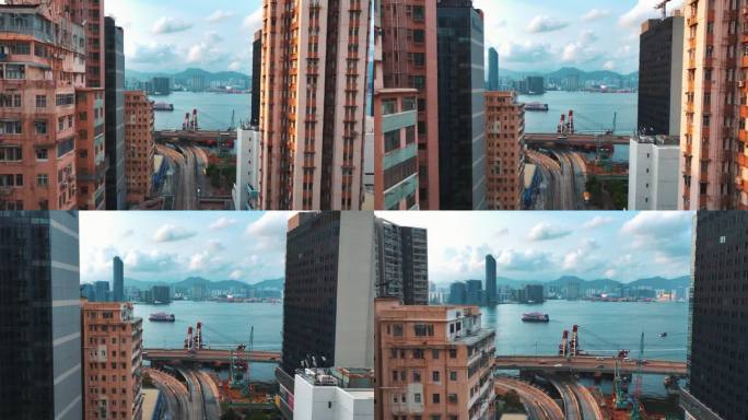 香港城市景观与新旧建筑物