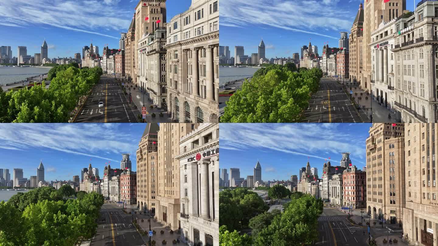 上海外滩清晨航拍