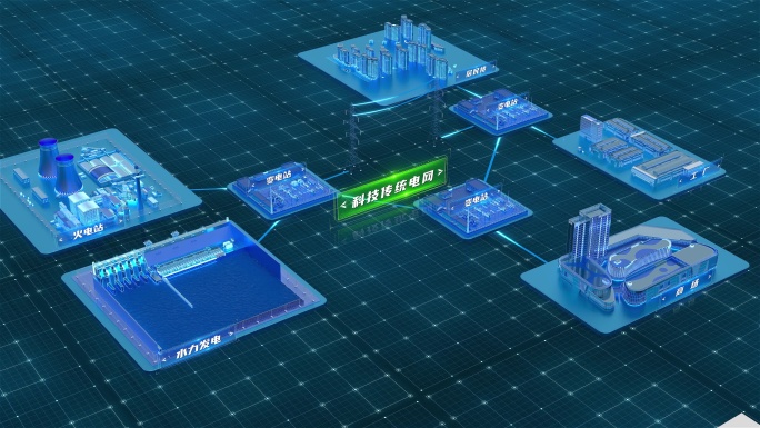 【AE模板】科技传统电网能源结构