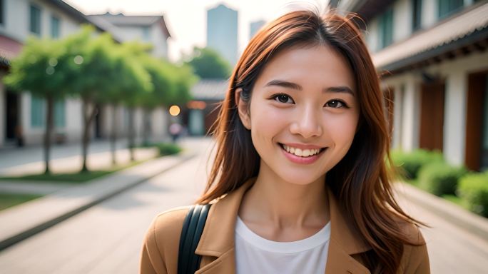 大学生笑容面部