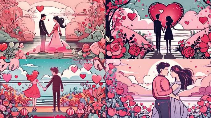 爱情线条动漫风格成精背景