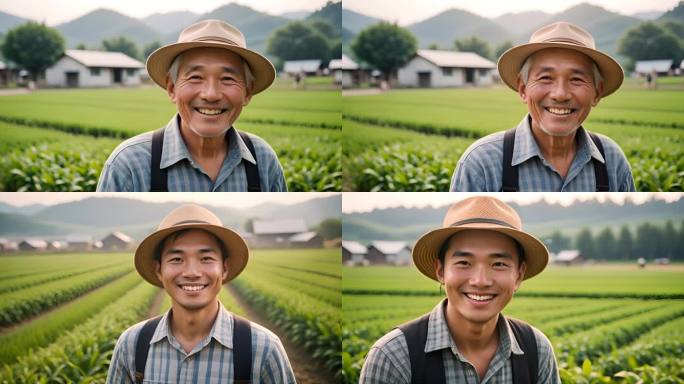 农村农民笑容面部