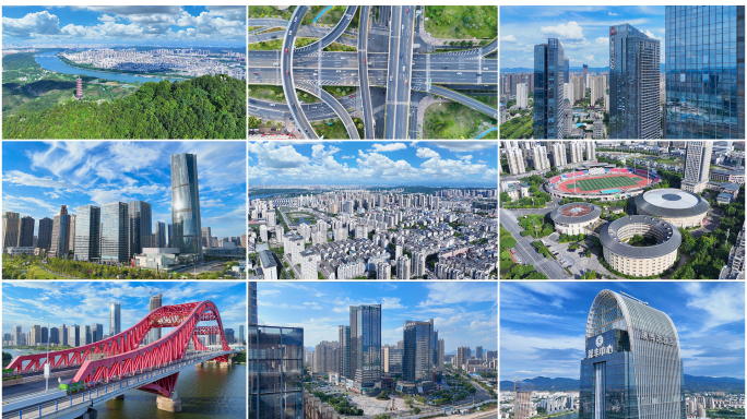大气赣州城市航拍标志性建筑经济发展