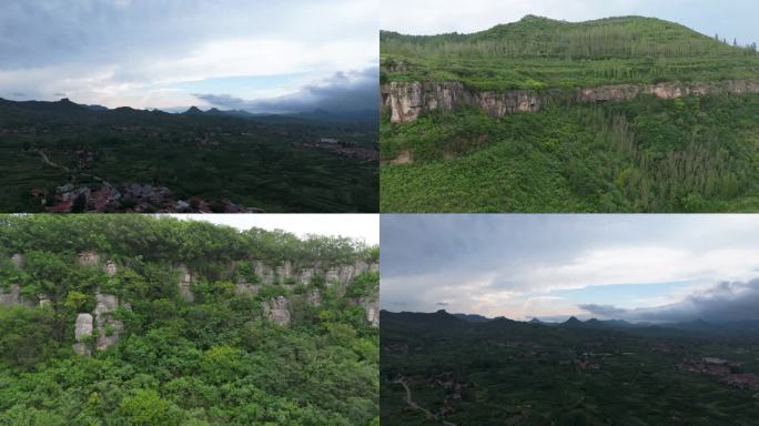 航拍岱崮地貌风景