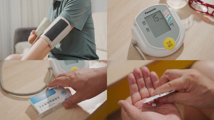 居家测量血压 高血压吃降压药4k视频素材