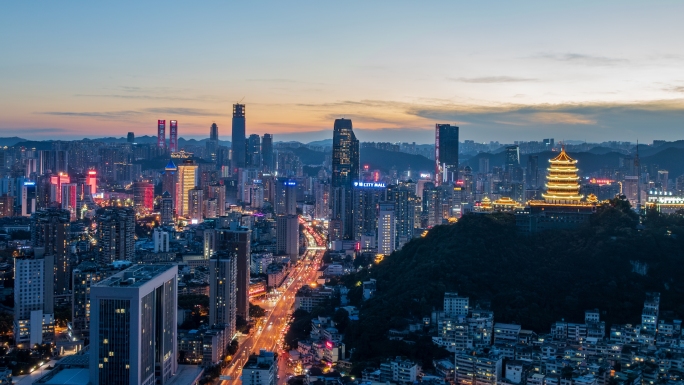 贵阳夜景城市夜景航拍城市风光夜晚宣传片