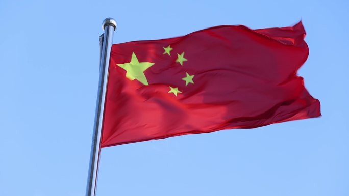 红旗飘飘_ 升格  国旗迎风飘扬