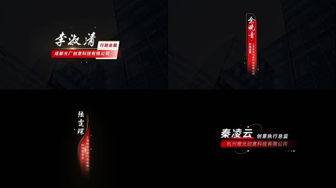 红色简约人名字幕条