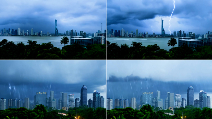 城市雷电暴风雨极端天气