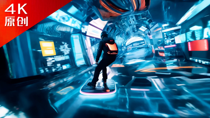 炫酷滑板隧道极限运动广告动画素材