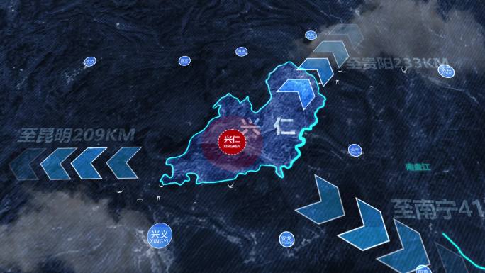 贵州兴仁县地理区位交通路线规划动图动画