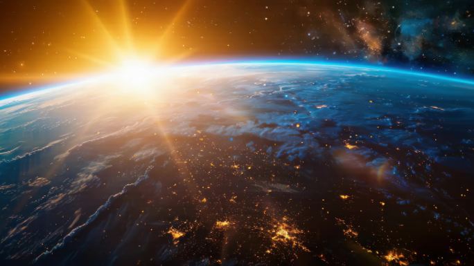 在太空中俯瞰地球高科技浩瀚宇宙背景素材