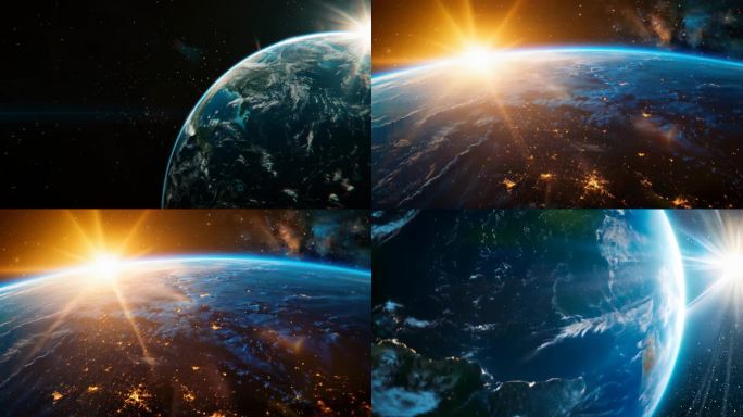在太空中俯瞰地球高科技浩瀚宇宙背景素材