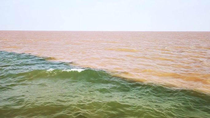黄河入海口 蓝黄相间 海上奇观