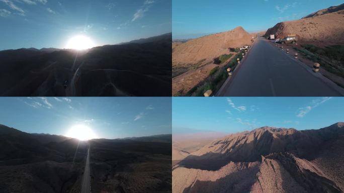 中卫66号公路穿越机素材