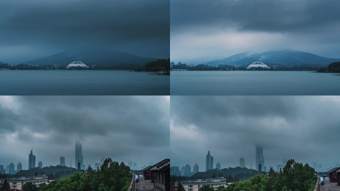 台风过境 紫金山乌云滚滚暴雨延时