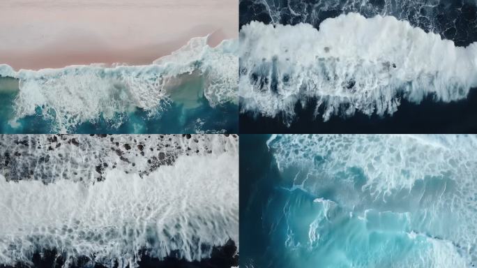 海浪海滩俯拍鸟瞰