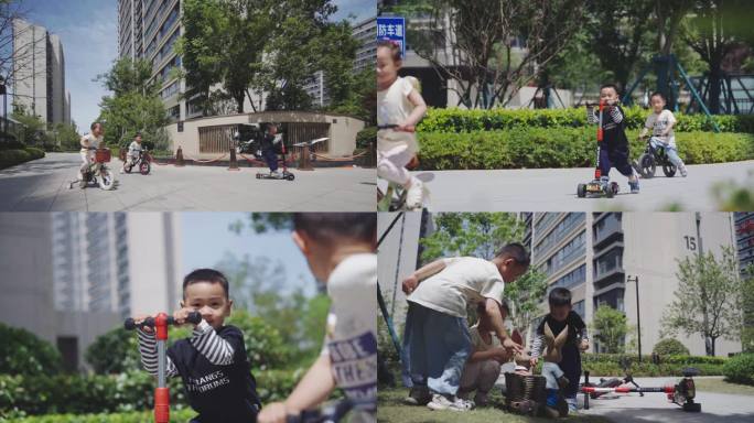 小朋友玩耍 儿童 骑车 童年 滑板车