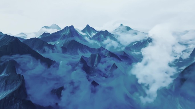 穿山越岭 中式青黛水墨群山