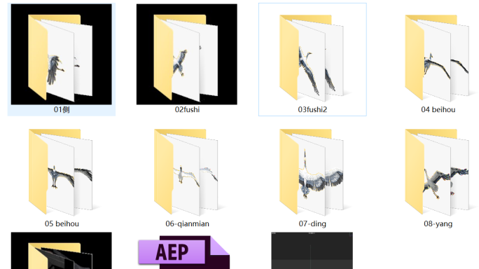 【视频+工程】8角度仙鹤飞舞影视级