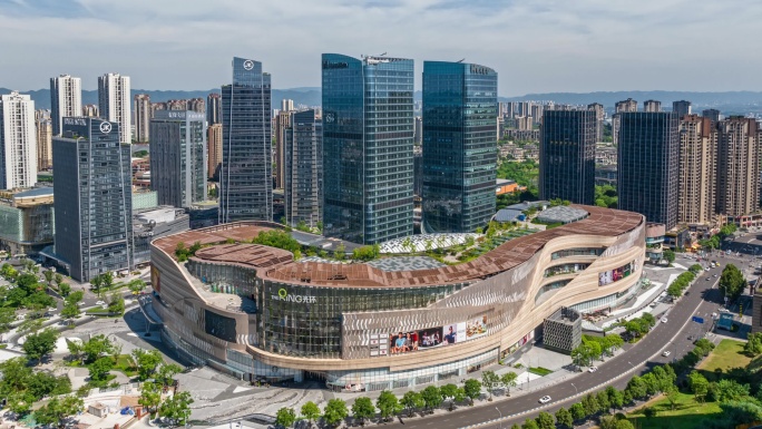 重庆香港置地光环广场大景航拍延时摄影