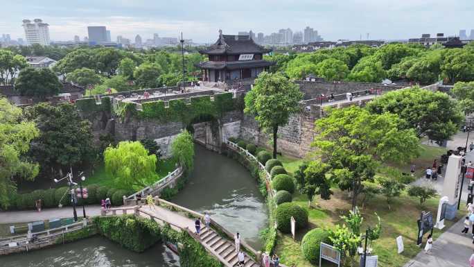 航拍苏州盘门三景