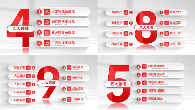 简洁红色党政分类文字展示介绍