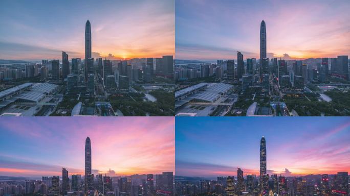 深圳平安金融中心夕阳晚霞日落8K延时