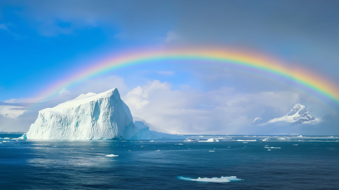 北极冰川 南极圈 冰天雪地 极地彩虹