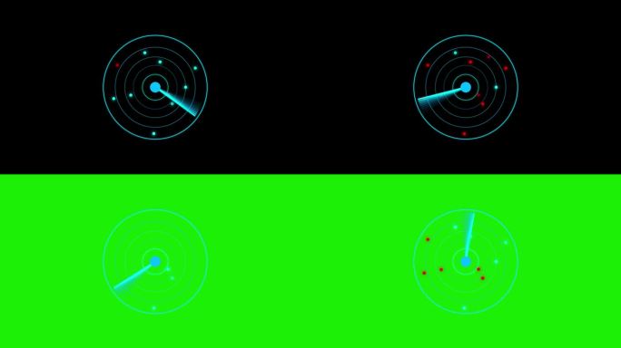 4K雷达屏幕扫描周围和来袭空中交通HUD雷达显示。军用搜索系统